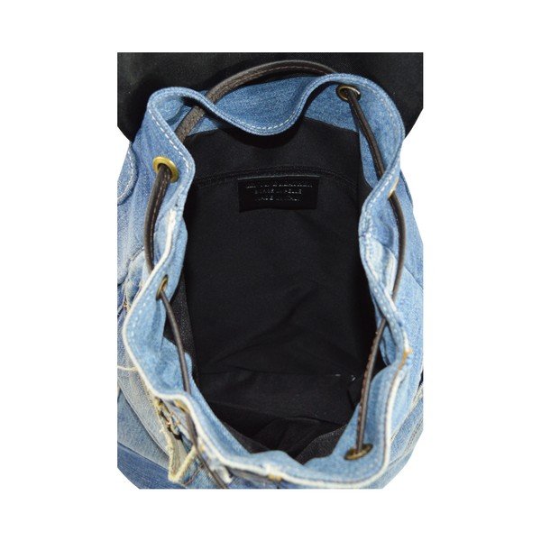 Rucsac din denim și curele din piele Chicca Borse Light, albastru-image-1
