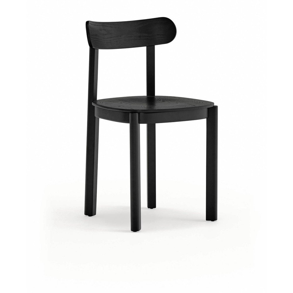 Scaun de dining negru cu aspect de lemn de frasin Nara – Teulat