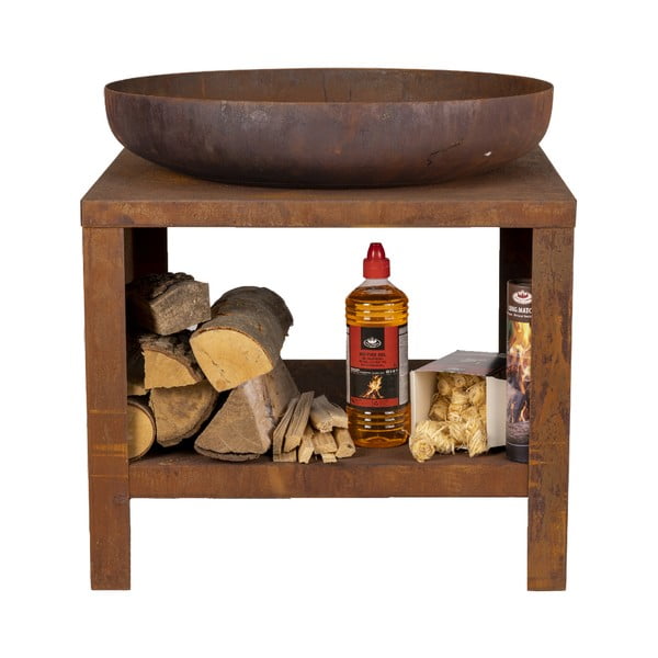 Vatră cu spațiu depozitare lemne cu aspect de rugină – Esschert Design-image-2