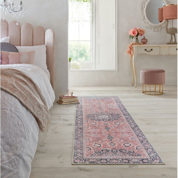 Covor tip traversă roz lavabil 60x230 cm FOLD Somerton – Flair Rugs-image-4