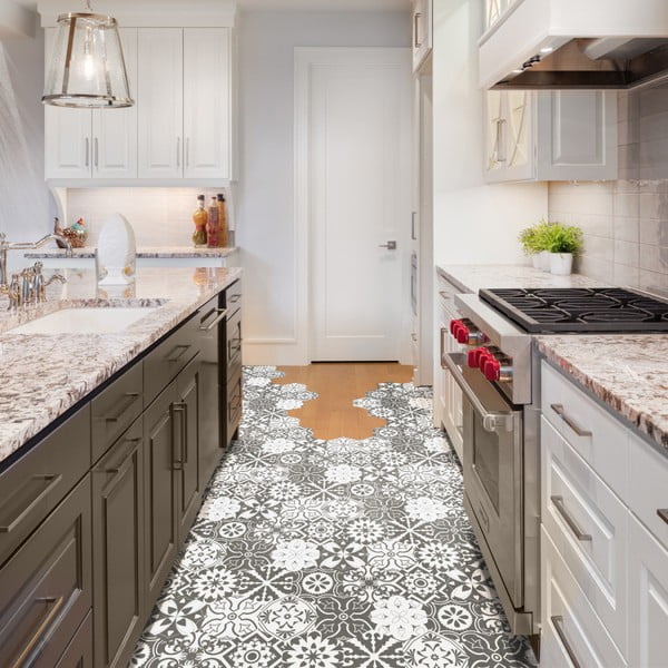 Set 10 autocolante impermeabile și anti-alunecare pentru podea Ambiance Hexagons Rosito, 20 x 18 cm-image-1