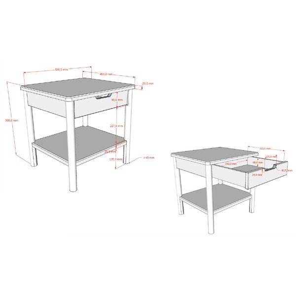 Noptieră în culoare naturală cu rafturi din lemn de stejar Olive – Vipack-image-2