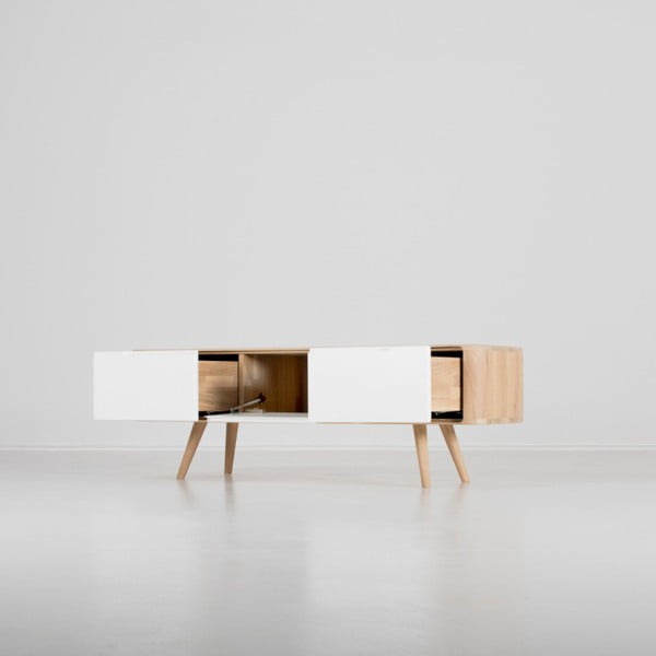 Comodă TV din lemn de stejar Gazzda Ena, 135 x 42 x 45 cm-image-1