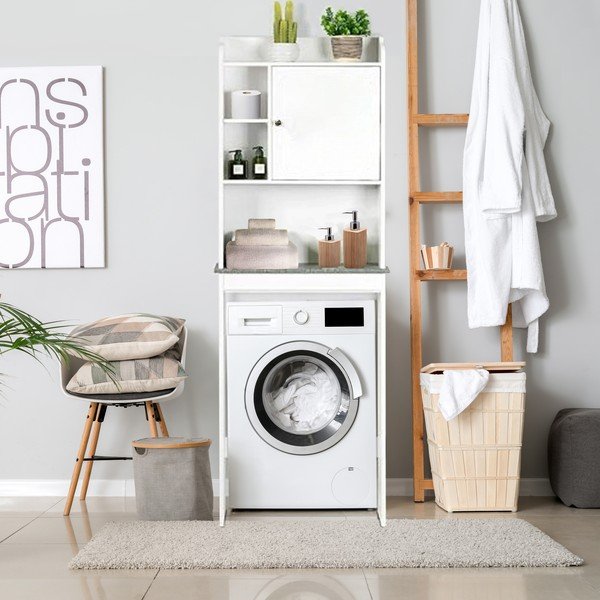 Dulap deasupra mașinii de spălat / WC, alb, înalt 58x173 cm Laundry – Tomasucci-image-1
