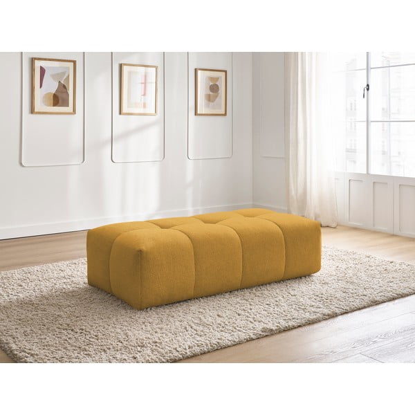 Taburet galben muștar cu tapițerie din chenille Everest – Bobochic Paris-image-1