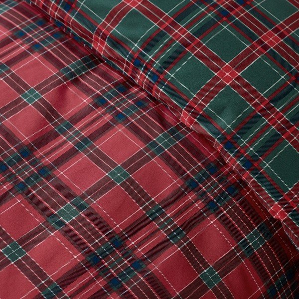 Lenjerie de pat roșie/verde-închis pentru pat de o persoană 135x200 cm Tartan Check – Catherine Lansfield-image-2