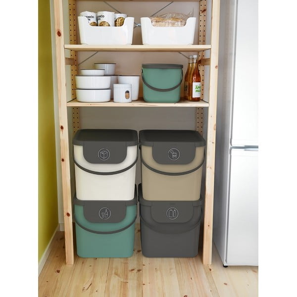 Coș de gunoi pentru deșeuri  sortate din plastic reciclat 40 L Albula - Rotho-image-1