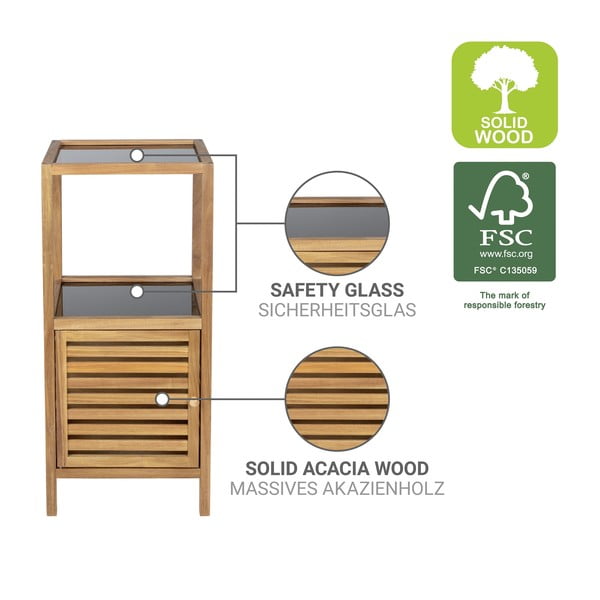 Dulap de baie negru/în culoare naturală jos, îngust din lemn de acacia 39,5x86 cm Fondi – Wenko-image-3