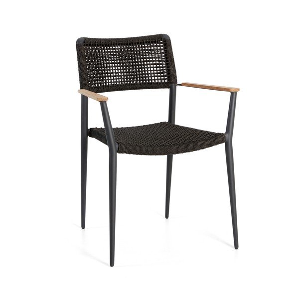 Scaun de grădină gri antracit din metal Ray – Diphano