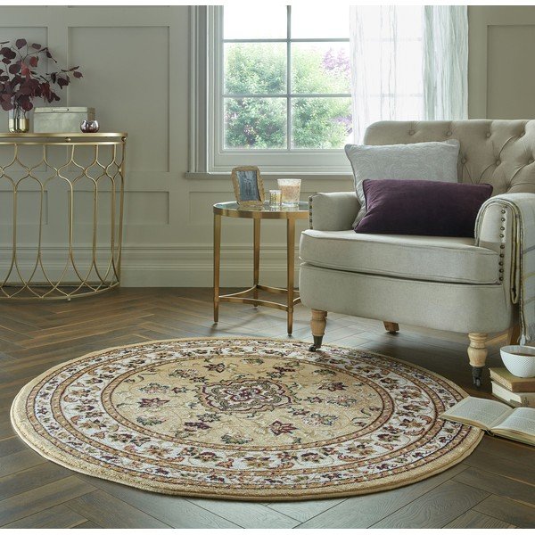 Covor bej rotund ø 133 cm Sherbone – Flair Rugs-image-1