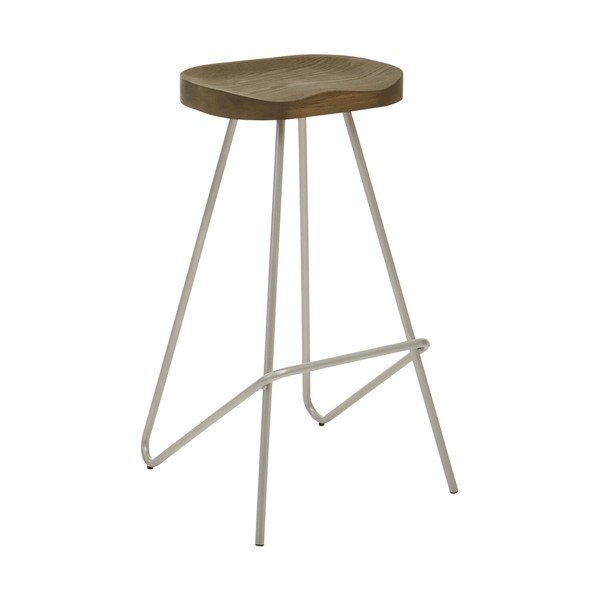 Scaun de bar argintiu/în culoare naturală din lemn de ulm (înălțime șezut 78 cm) District – Premier Housewares