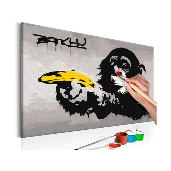 Set de pânze, vopseluri şi perii DIY Artgeist Banksy Street Art, 60 x 40 cm