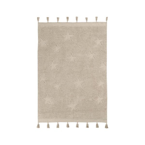 Covor pentru copii bej lavabil/țesut manual din bumbac 120x175 cm Hippy Stars Natural – Lorena Canals