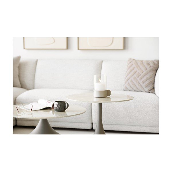 Măsuță de cafea kaki rotundă cu blat din sticlă ø 70 cm Pienza – House Nordic-image-2