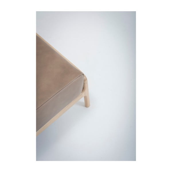 Taburet din piele bovină cu structură din lemn masiv de stejar Gazzda Fawn, maro deschis-image-4