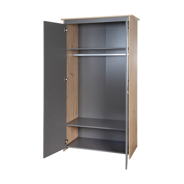 Șifonier de copii gri antracit/în culoare naturală cu aspect de lemn de stejar 50x190x96 cm Anna – Roba-image-3