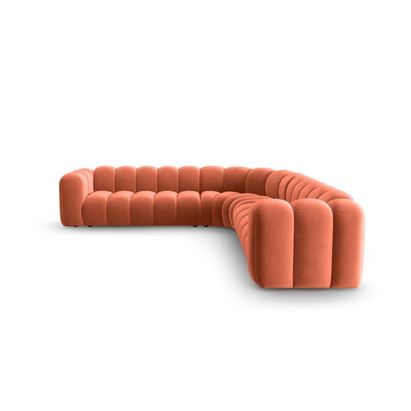 Colțar modular roz cu tapițerie din catifea Lupine – Micadoni -image-2