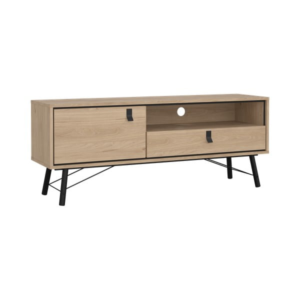 Comodă TV în culoare naturală cu aspect de lemn de stejar 150x60x40 cm Ry – Tvilum-image-2