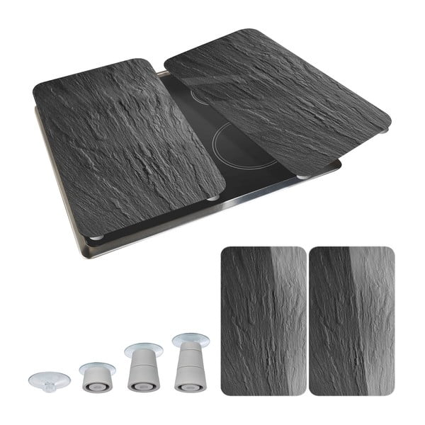 Set 2 protecții din sticlă pentru aragaz Wenko Slates, 52 x 30 cm-image-4