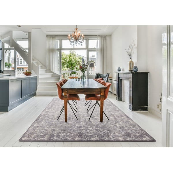 Covor gri din lână 160x240 cm Moire – Agnella-image-1