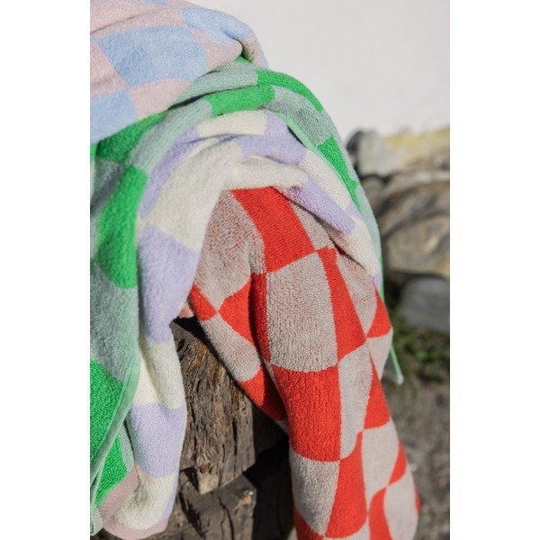 Prosop portocaliu/bej din bumbac organic din frotir 70x133 cm Retro – Mette Ditmer Denmark-image-1