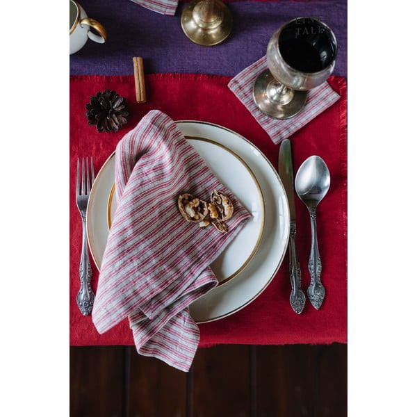 Suporturi pahare din in roz 4 buc. – Linen Tales-image-1