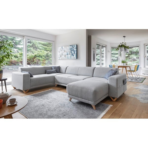 Colțar gri deschis extensibil/cu spațiu de depozitare (cu colț pe partea stângă/în formă de "U") Classy Sophie – Miuform-image-3