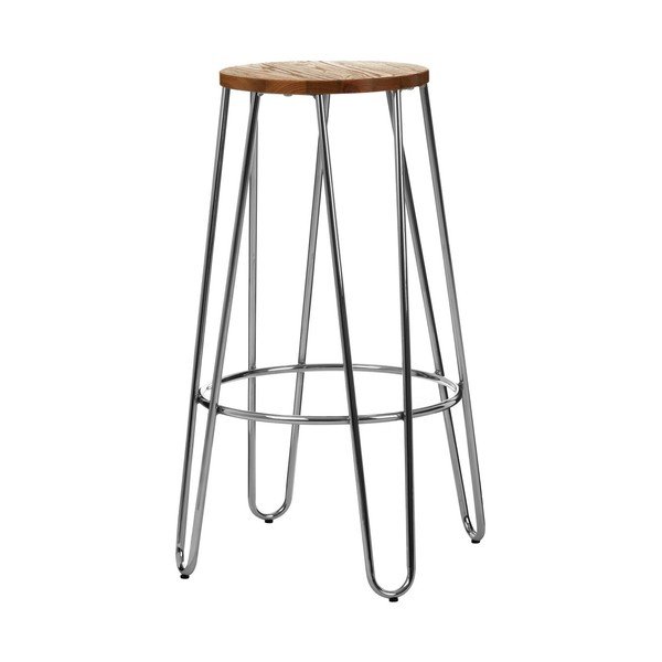 Scaun de bar argintiu/în culoare naturală din lemn de ulm (înălțime șezut 75 cm) District – Premier Housewares-image-4