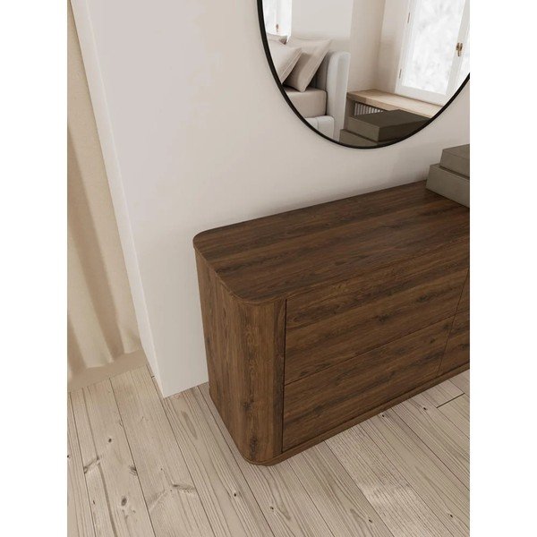 Comodă în culoare naturală închisă cu aspect de lemn de stejar 160x75x40 cm Atmore – Actona-image-1