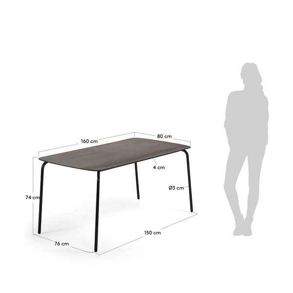 Masă La Forma Tramp, 160 x 80 cm, negru-image-4
