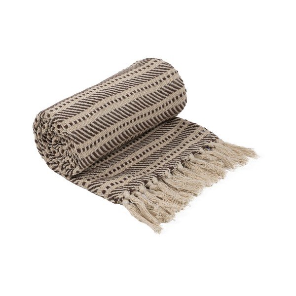 Pătură maro/bej din amestec de fibre reciclate 125x150 cm – Ixia