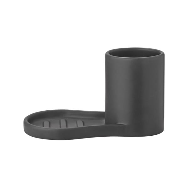 Suport pentru accesorii de spălat negru din gresie Piro – Blomus