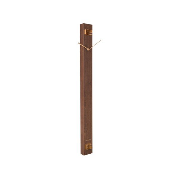 Ceas din lemn pentru perete Karlsson Discreet Long, 7,7 x 90 cm, maro