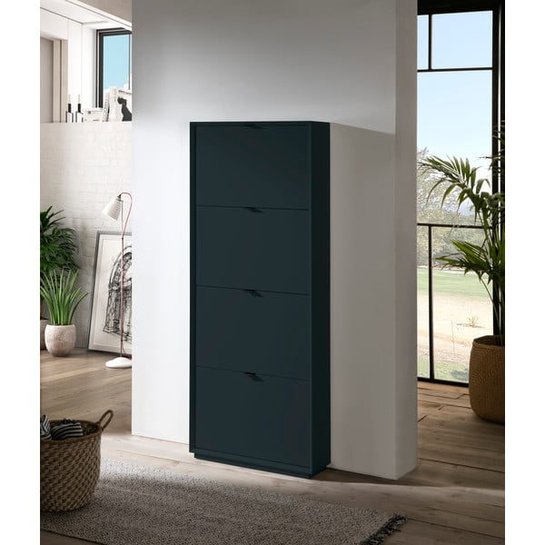 Suport de pantofi cu 4 sertare Marckeric Luka, albastru petrol-image-1