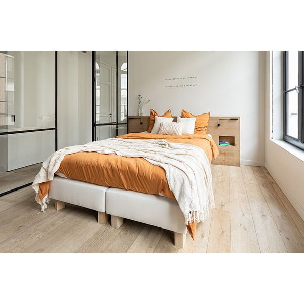 Cuvertură crem din bumbac pentru pat dublu 250x260 cm Sahara - Tiseco Home Studio-image-1