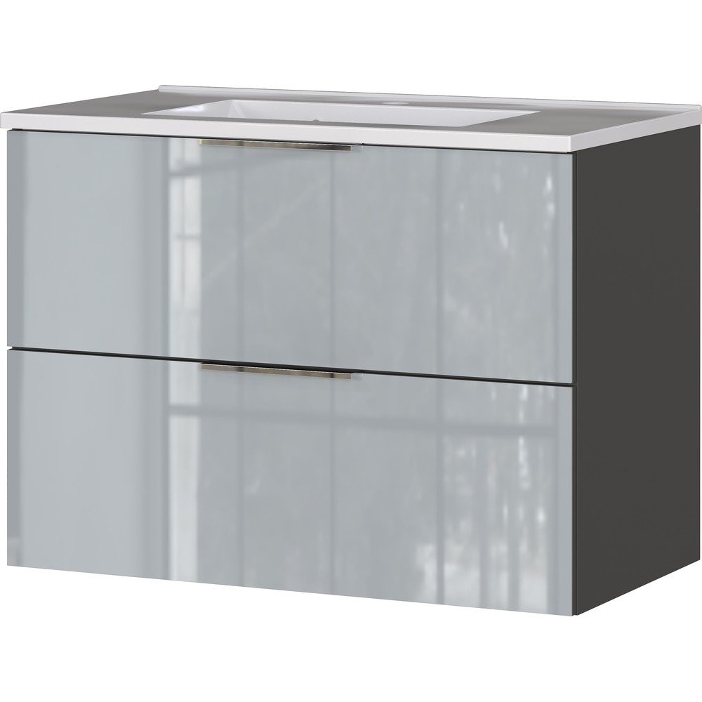Dulap cu chiuvetă gri suspendat cu aspect lucios 81x61 cm Vasio – Germania