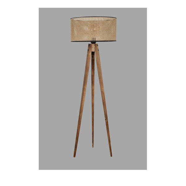 Lampadar maro cu abajur textil (înălțime 153 cm) Tripod – Opviq lights-image-1