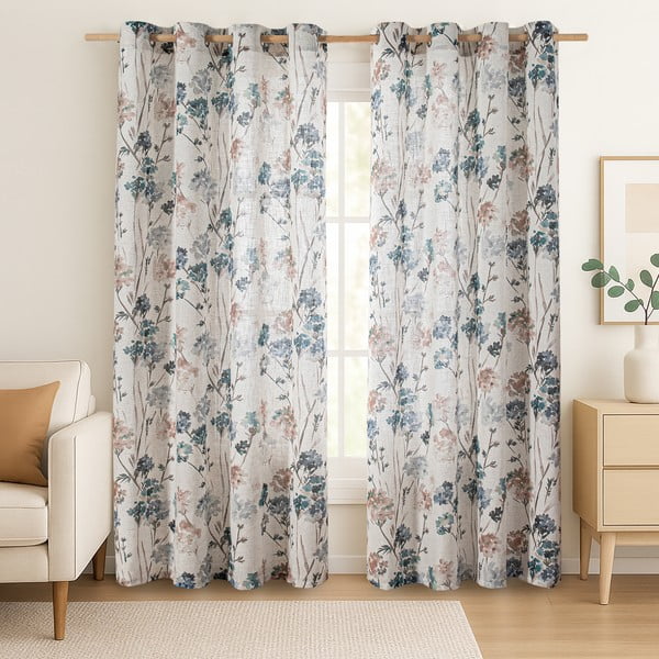 Draperie albastru-deschis/crem 135x250 cm Flosi – Restilo-image-1