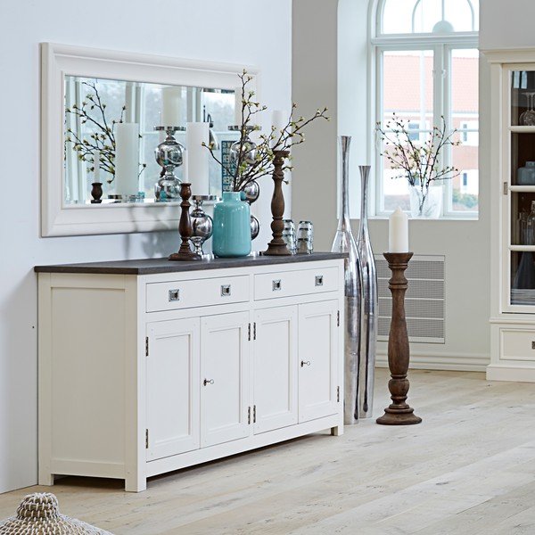 Comodă cu 4 uși și 2 sertare Canett Skagen Sideboard, alb-image-1