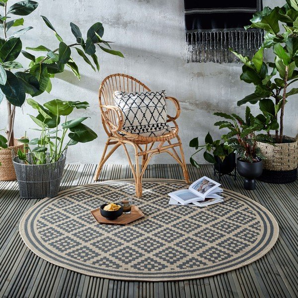 Covor de exterior gri/bej rotund ø 160 cm Moretti - Flair Rugs-image-1