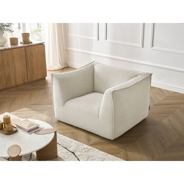 Fotoliu bej cu tapițerie din catifea reiată Giorgia – Bobochic Paris-image-4