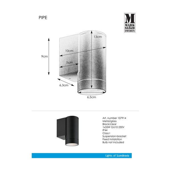 Corp de iluminat pentru exterior de perete (înălțime 13 cm) Pipe – Markslöjd-image-2