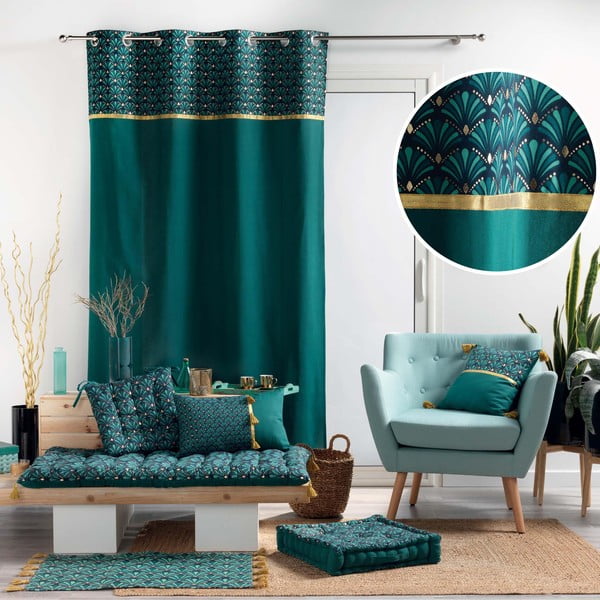 Draperie petrol din bumbac 140x240 cm Artchic – douceur d'intérieur-image-3