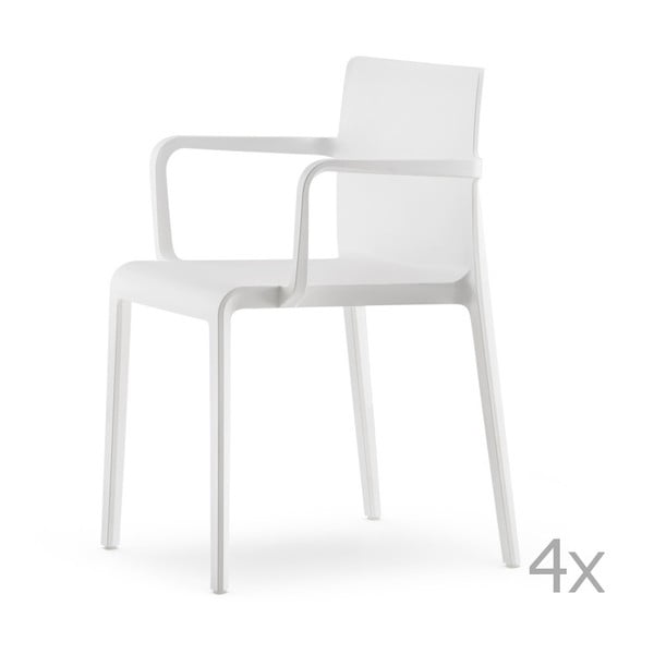 Set 4 scaune cu cotiere Pedrali Volt, alb