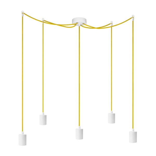 Lampă de tavan cu 5 cabluri Bulb Attack Cero, galben - alb