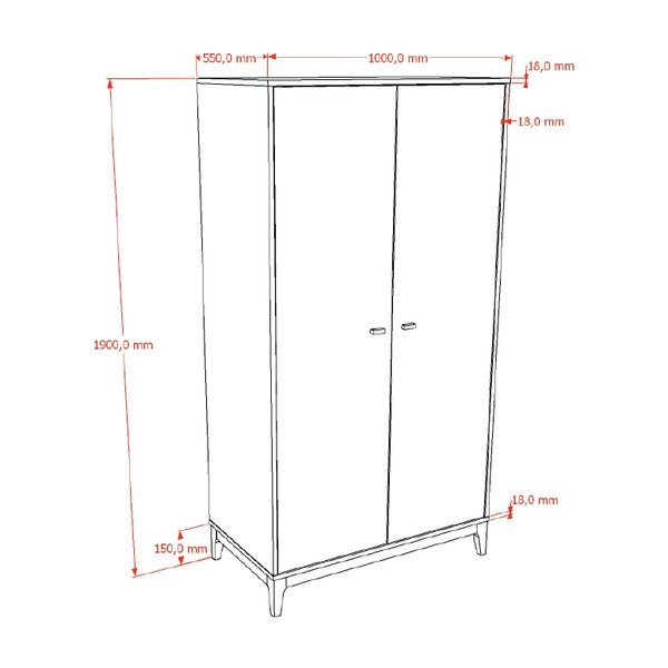 Șifonier în culoare naturală închisă cu aspect de lemn de nuc 100x190,5x55 cm Ilyas – Vipack-image-2