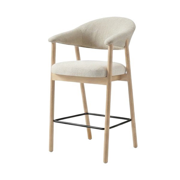 Scaun de bar crem/în culoare naturală cu cotiere tapițat (înălțime șezut 67 cm) Elk – Unique Furniture