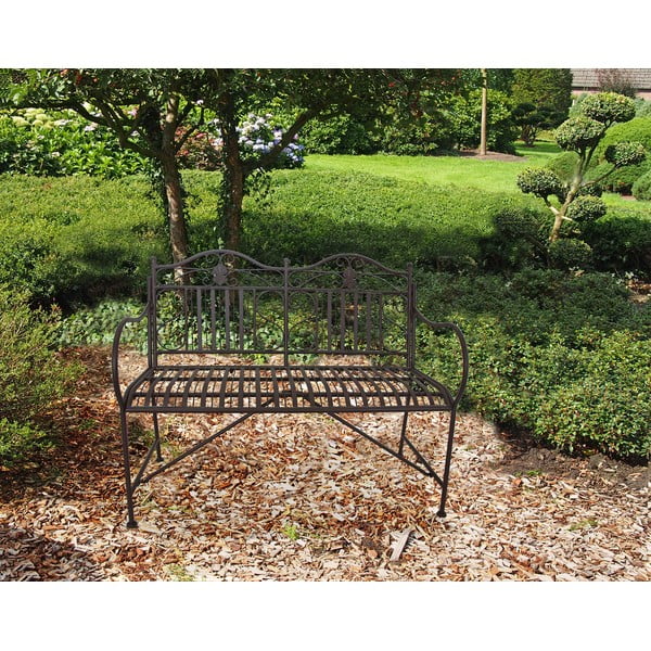 Bancă de grădină neagră din metal Mangan – Garden Pleasure-image-1