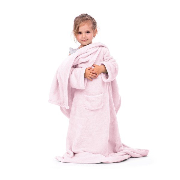 Pătură cu mâneci pentru copii DecoKing Lazykids, roz-image-2