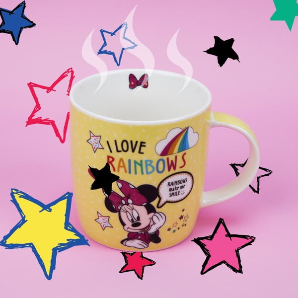 Cană din ceramică Disney Mouse Minnie I Love Rainbows, 400 ml